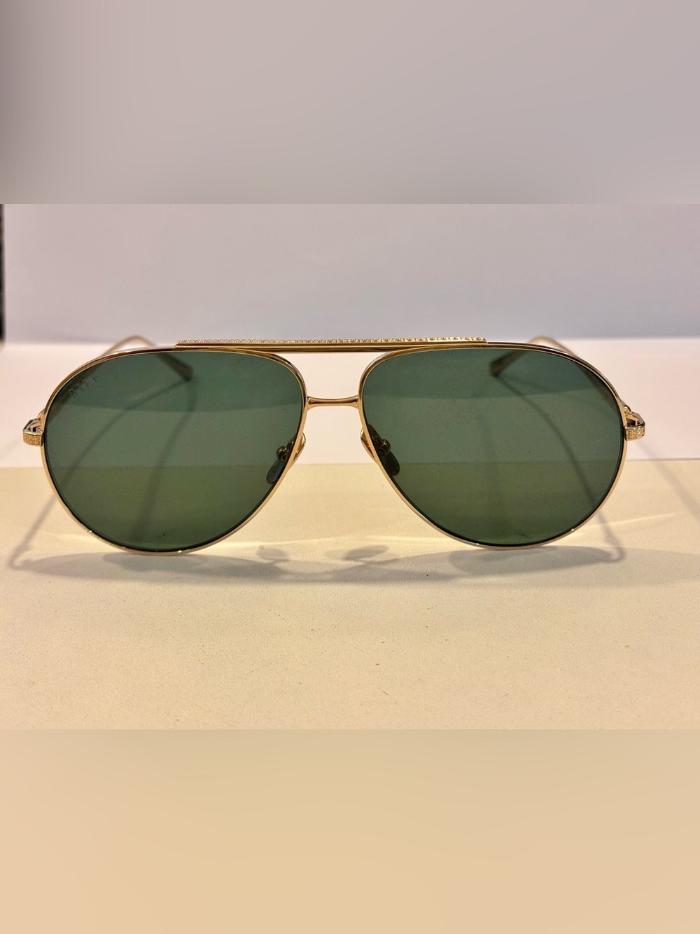 Diff Eyewear Gold Frame Aviator Sunglasses with Dark Lenses